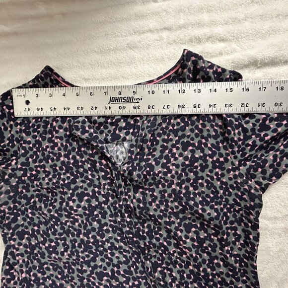 Boden Women's Floral Print Pleat Front Long Sleeve Blouse Top Size 10 Gray Blue - Picture 6 of 10